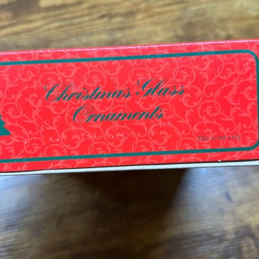 Vintage Sears “Celebrate the Season” Blue Star Glass Ornaments Gold Crown Accent